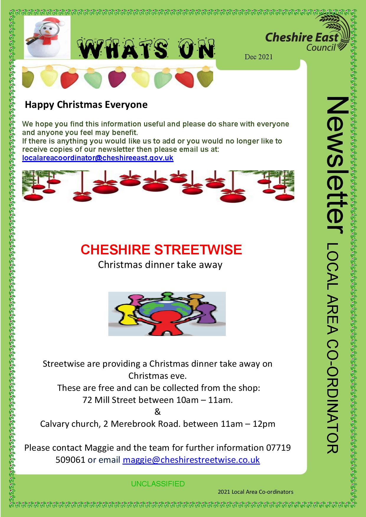 Cheshire East Local Area Co-ordinator Newsletter Dec 2021