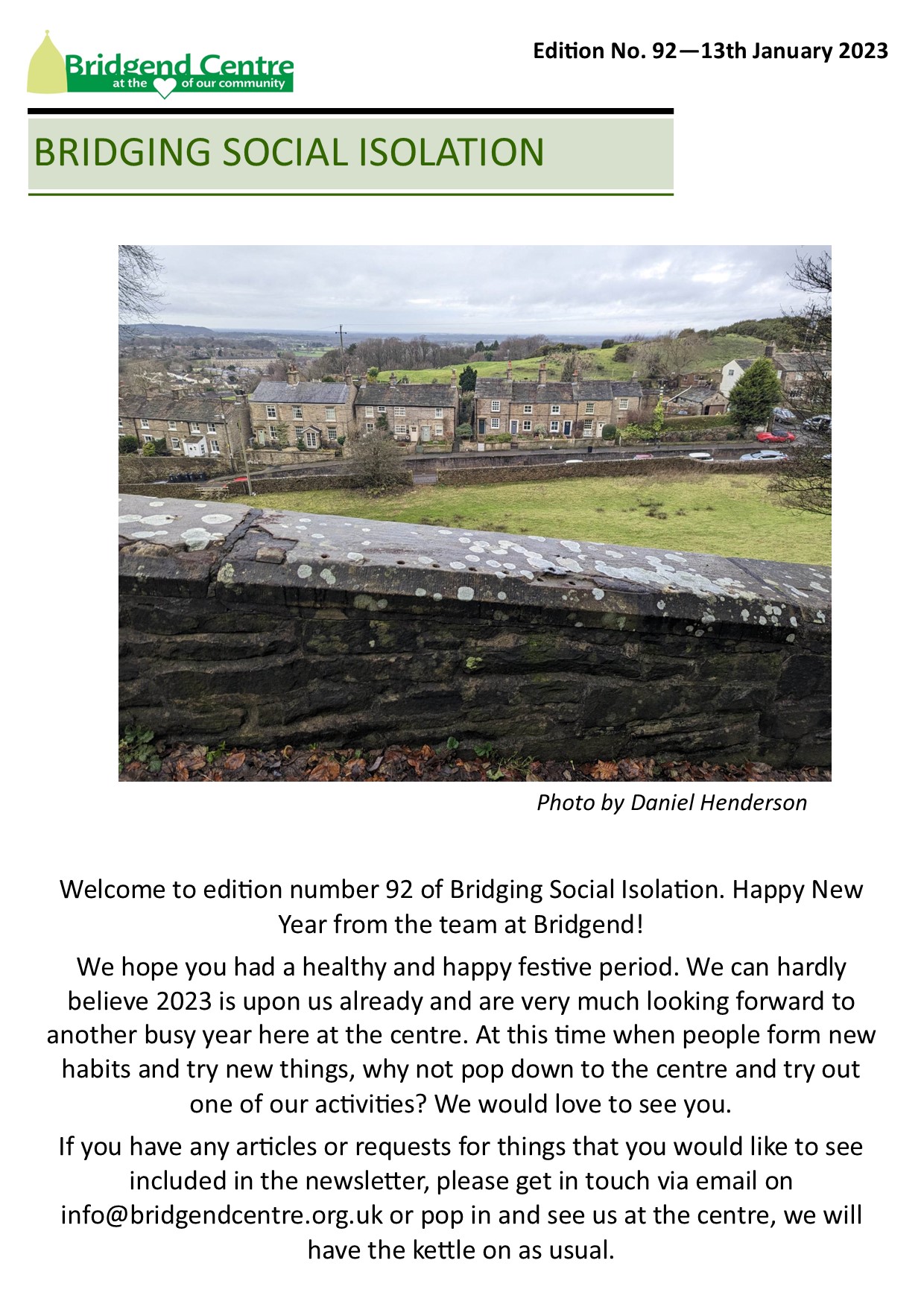 Bridging Social Isolation – No 92 – 13th January 2023