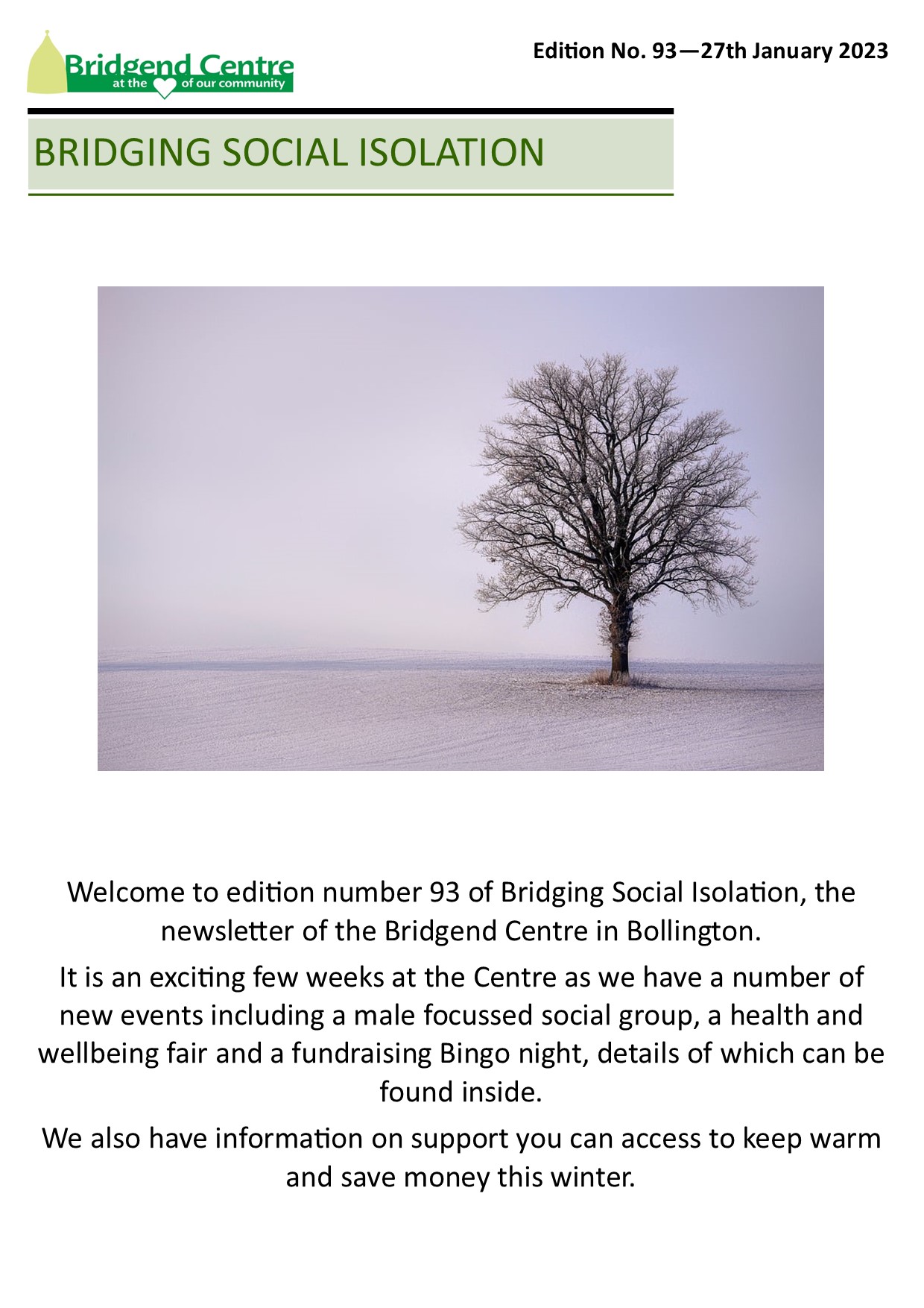 Bridging Social Isolation – No 93 – 27th January 2023
