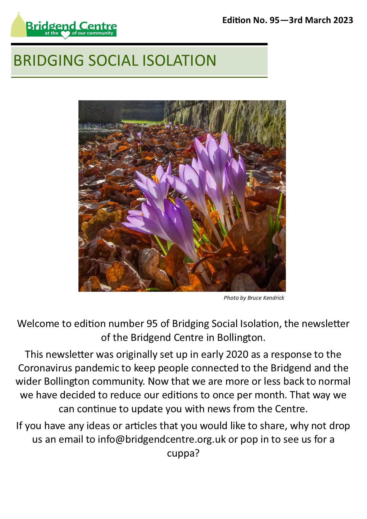 Bridging Social Isolation – No 95 – 3rd March 2023