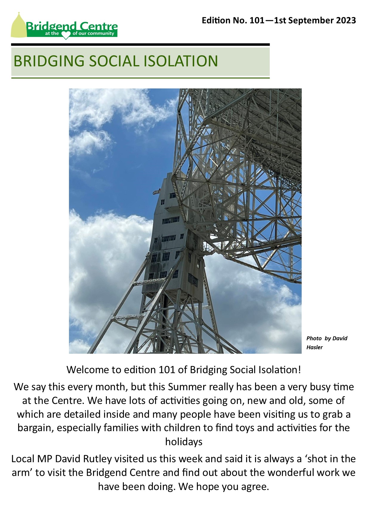 Bridging Social Isolation – No 101 – 1st September 2023